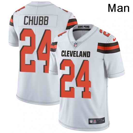 Mens Nike Cleveland Browns 24 Nick Chubb White Vapor Untouchable Limited Player NFL Jersey